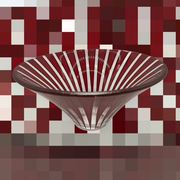 Anders Lindblom "Twist" Bowl Nybro Glassworks Scandinavian Art Glass Red/CLEAR - Picture 3 of 11